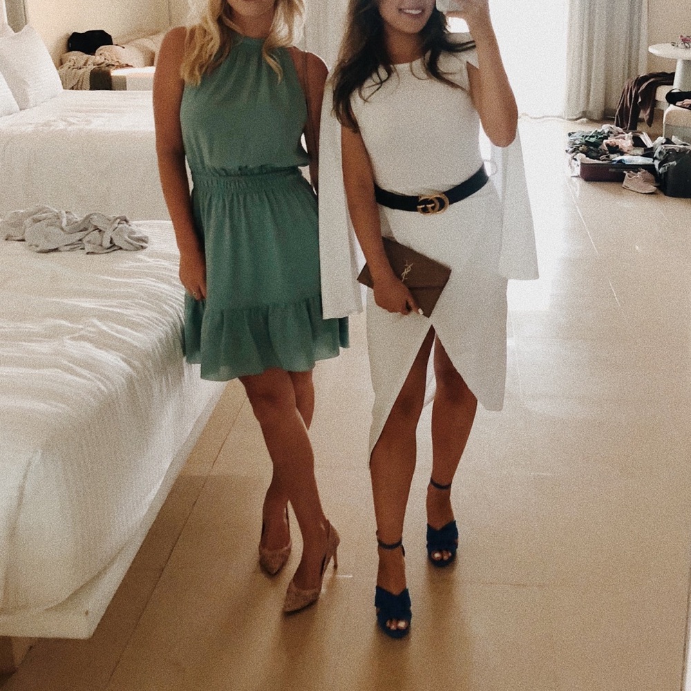 Wrap Midi Dress with Cape (white)